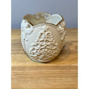 Lenox "Merry Lights" Tree Votive Candle Holder Cream and Gold